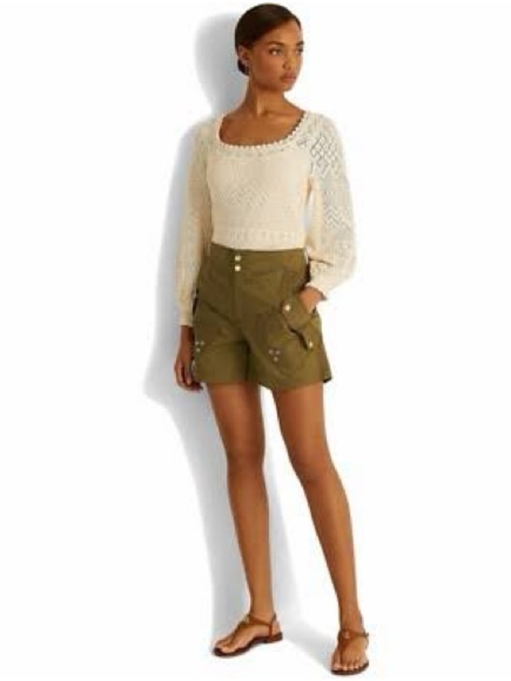 Ralph Lauren Olive Utility High-Waist Cargo Shorts